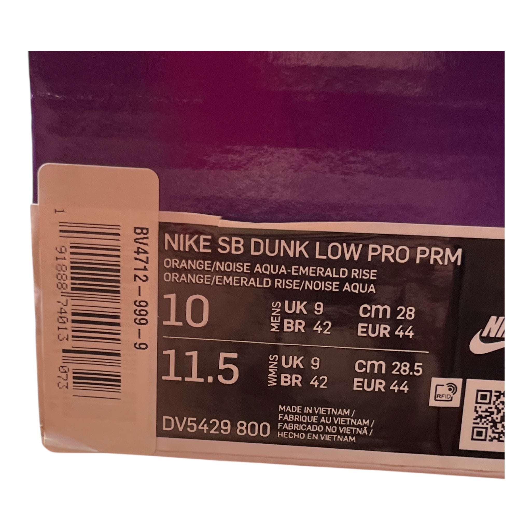 Nike Dunk Low Sb Orange Emerald Rise (44EU)