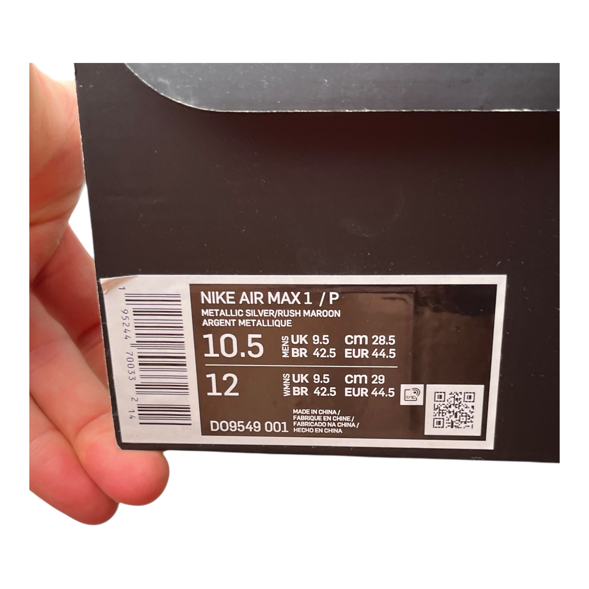 Nike Air Max 1 Patta Rush Maroon (44.5EU)