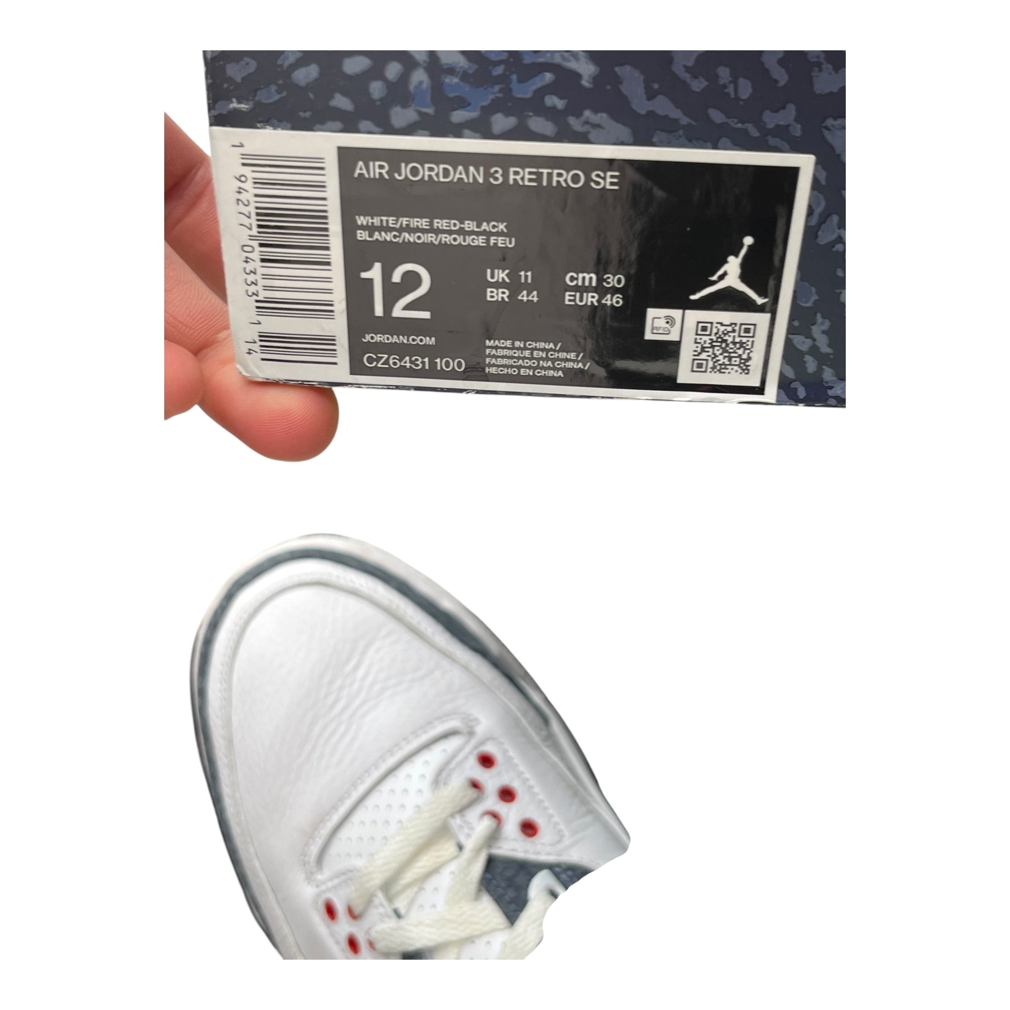 Jordan 3 Retro Fire Red Denim (46EU)