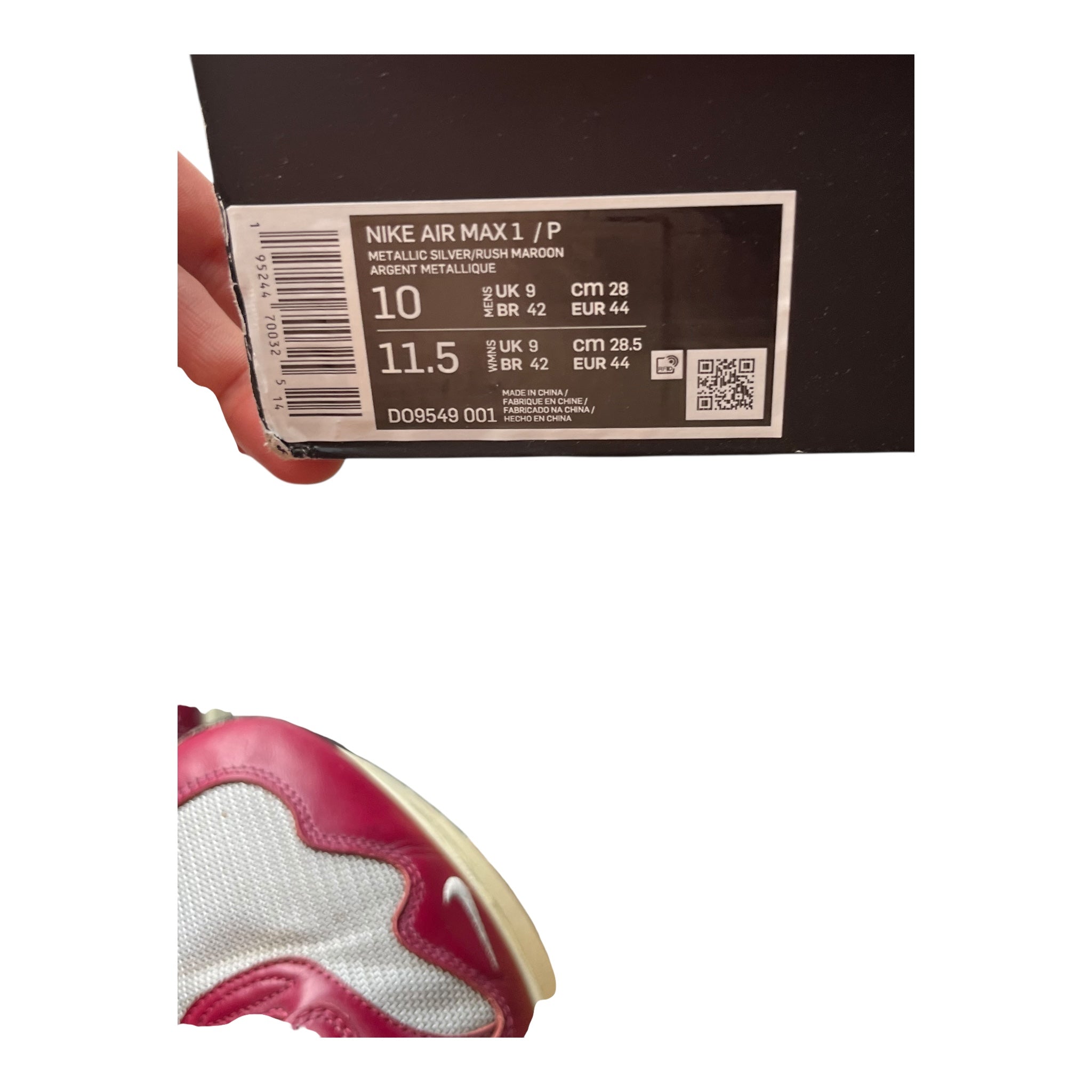Nike Air Max 1 Patta Rush Maroon (44EU)