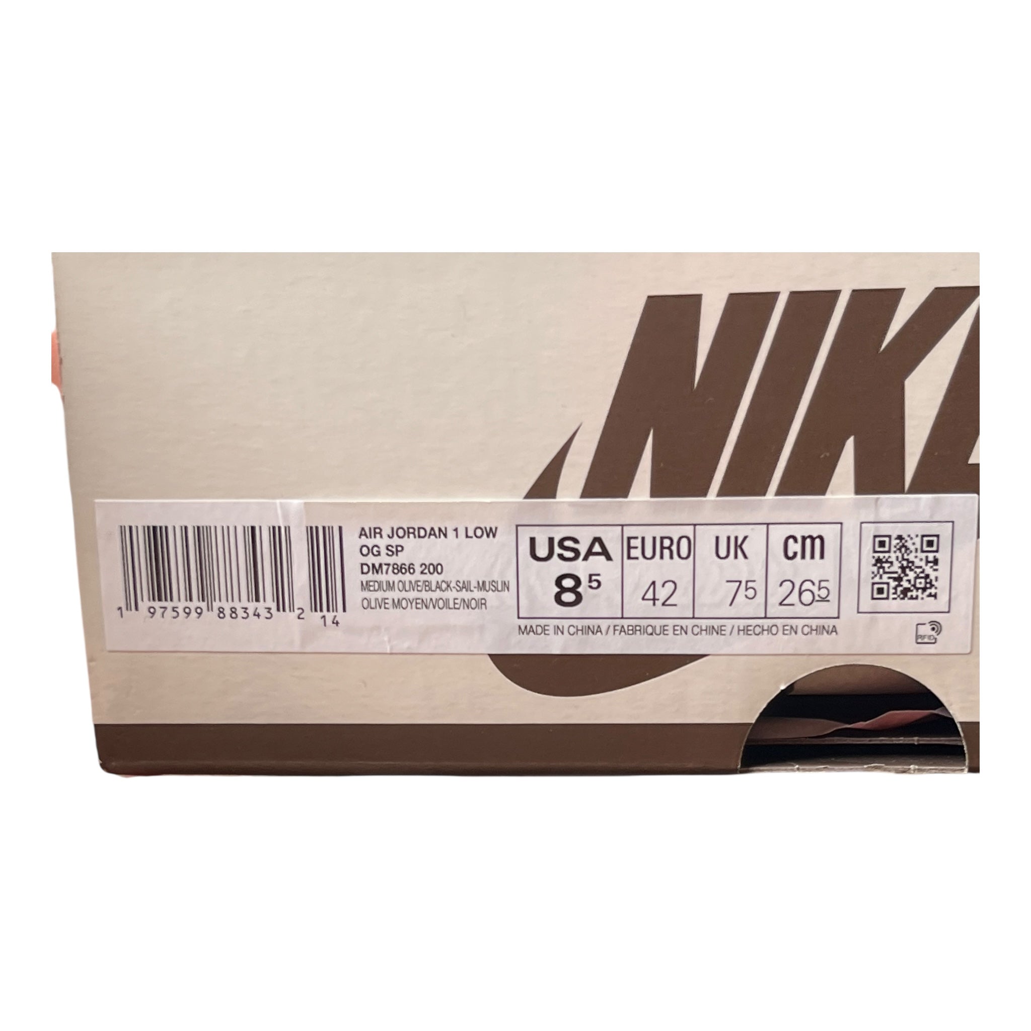 Jordan 1 Low OG SP Travis Scott Medium Olive (42EU)