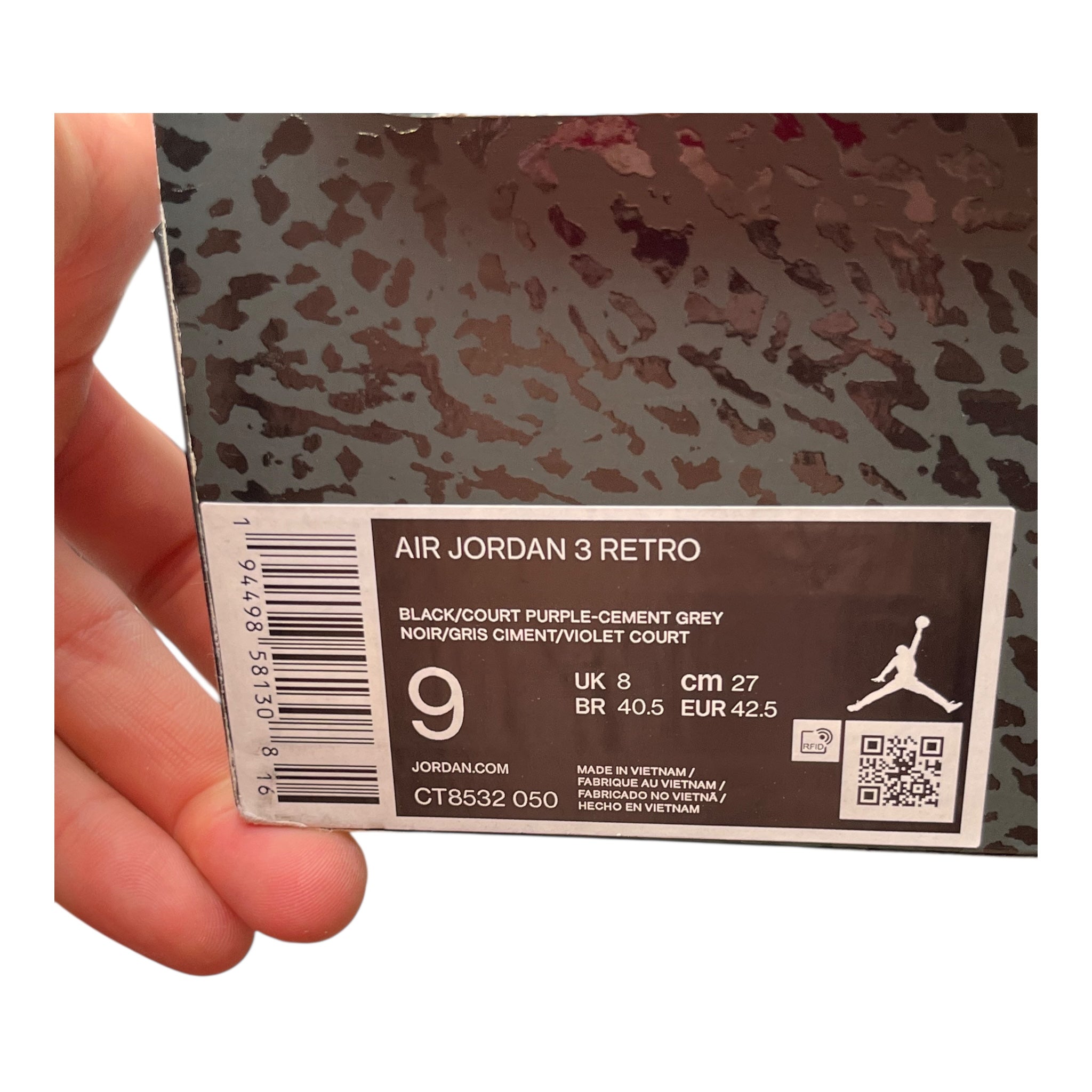 Jordan 3 Retro Court Purple (42.5EU)