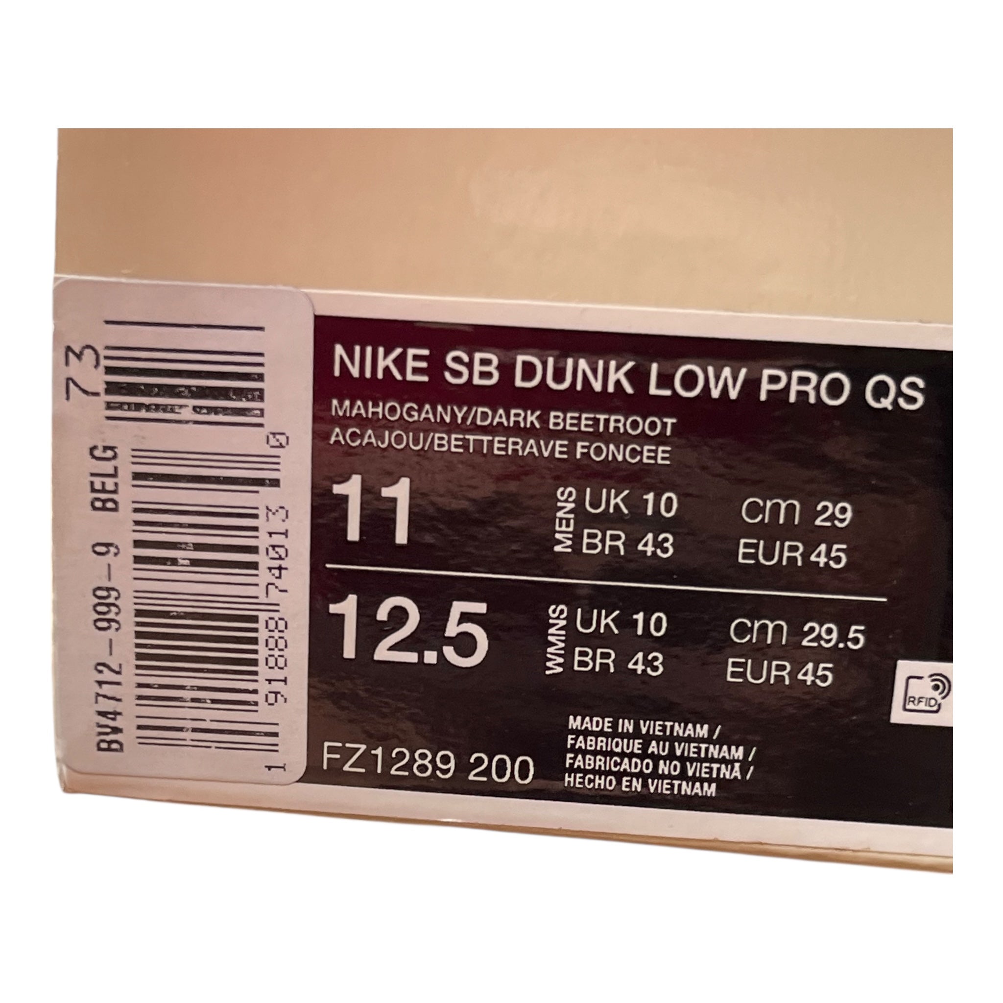 Nike Dunk Low Sb Riot Skateshop Mahagoni Dunkel Rote Beete (45EU)