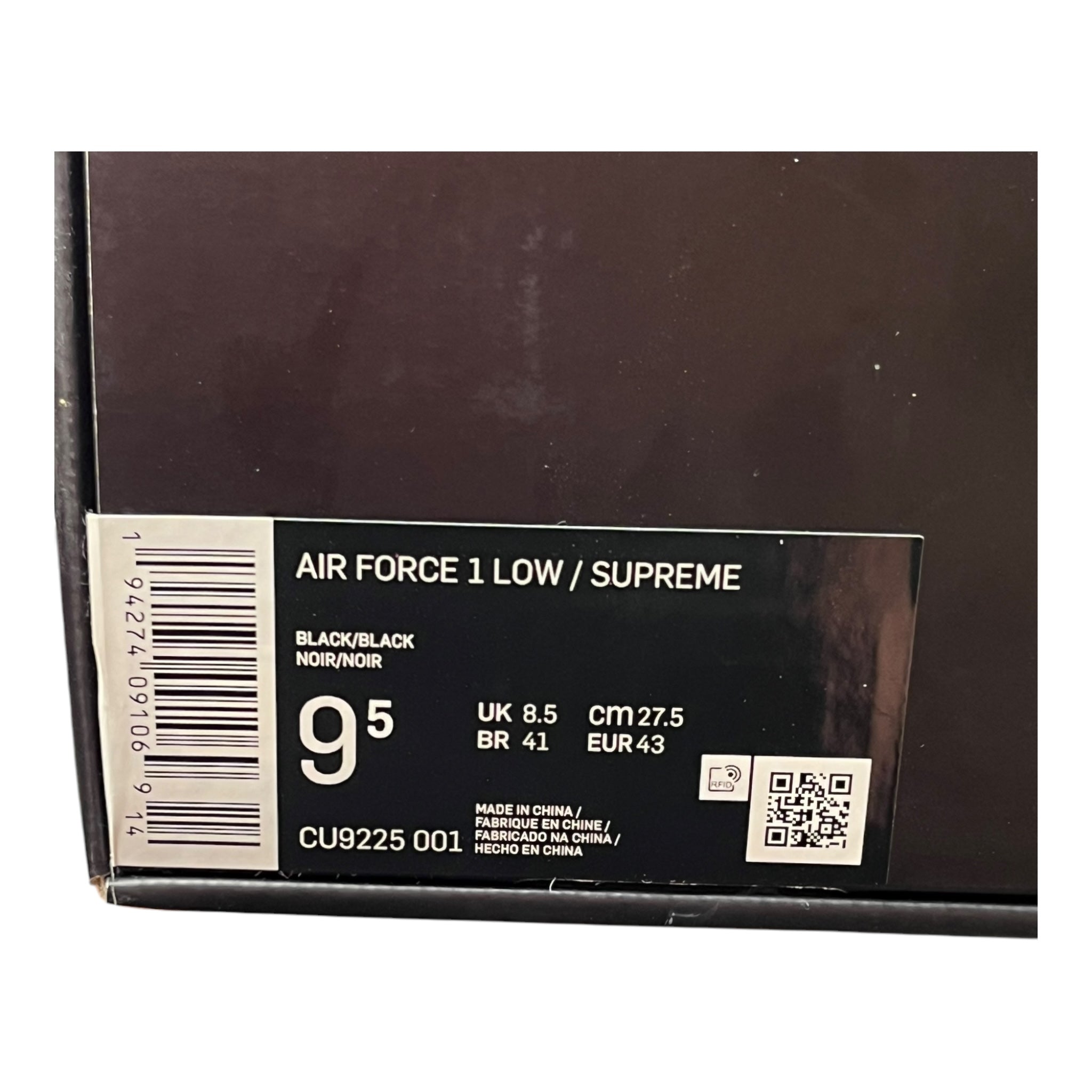 Nike Air Force 1 Low Supreme Schwarz (43EU)