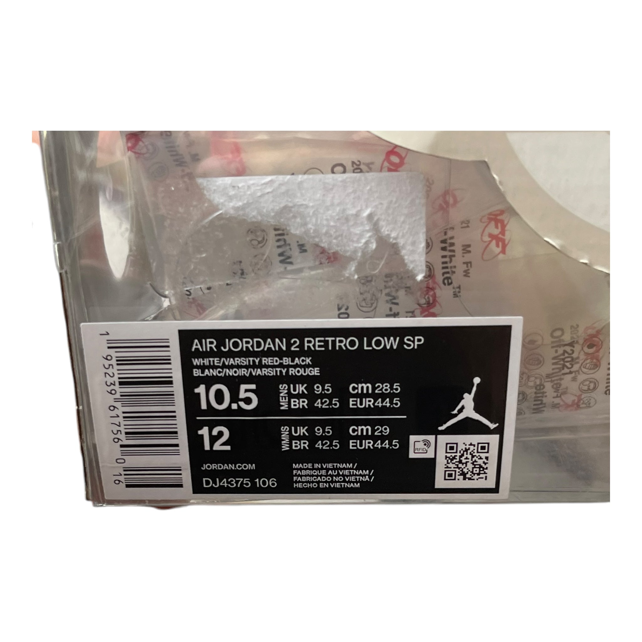 Jordan 2 Retro Low SP Off-White Weiß Rot (44.5EU)