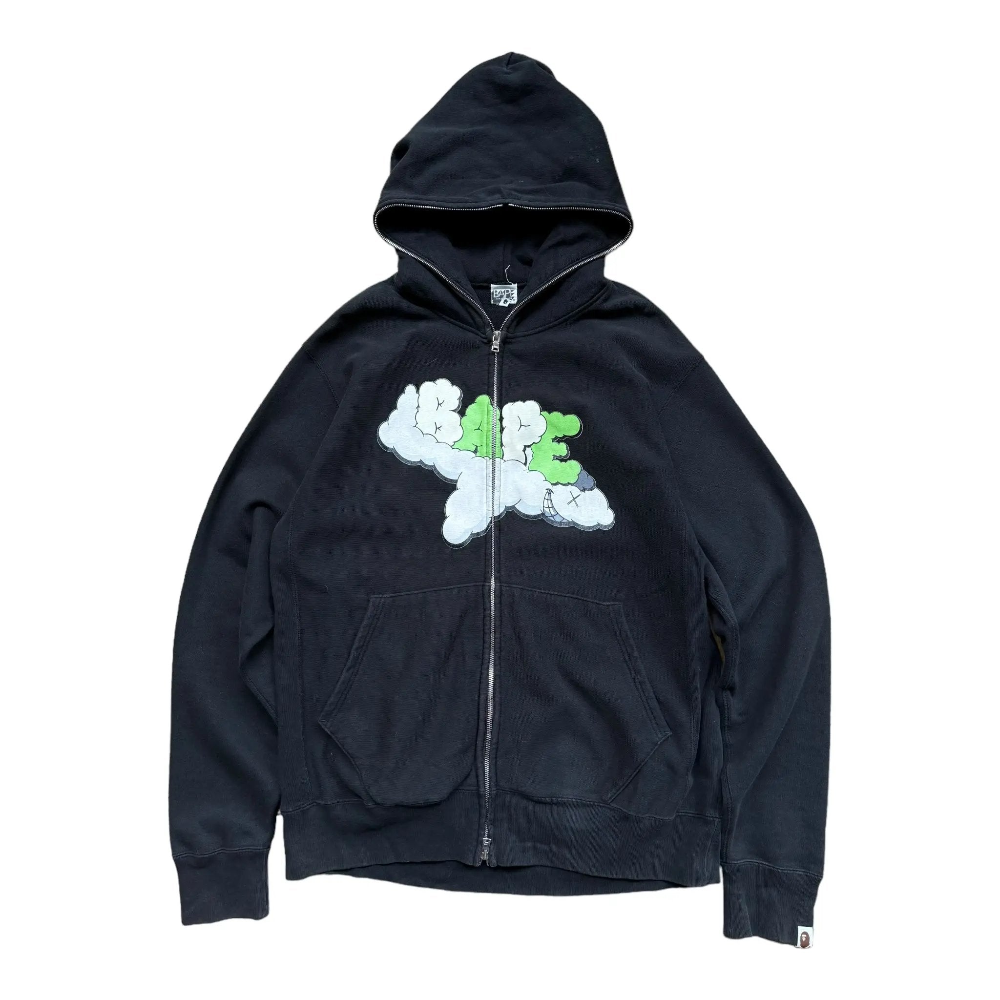 Bape x Kaws Vintage-Sweatshirt mit durchgehendem Reißverschluss (L)