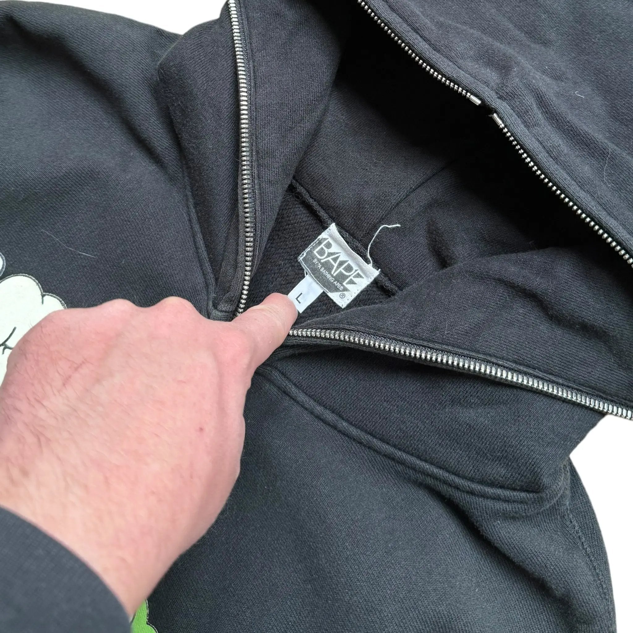 Bape x Kaws Vintage-Sweatshirt mit durchgehendem Reißverschluss (L)