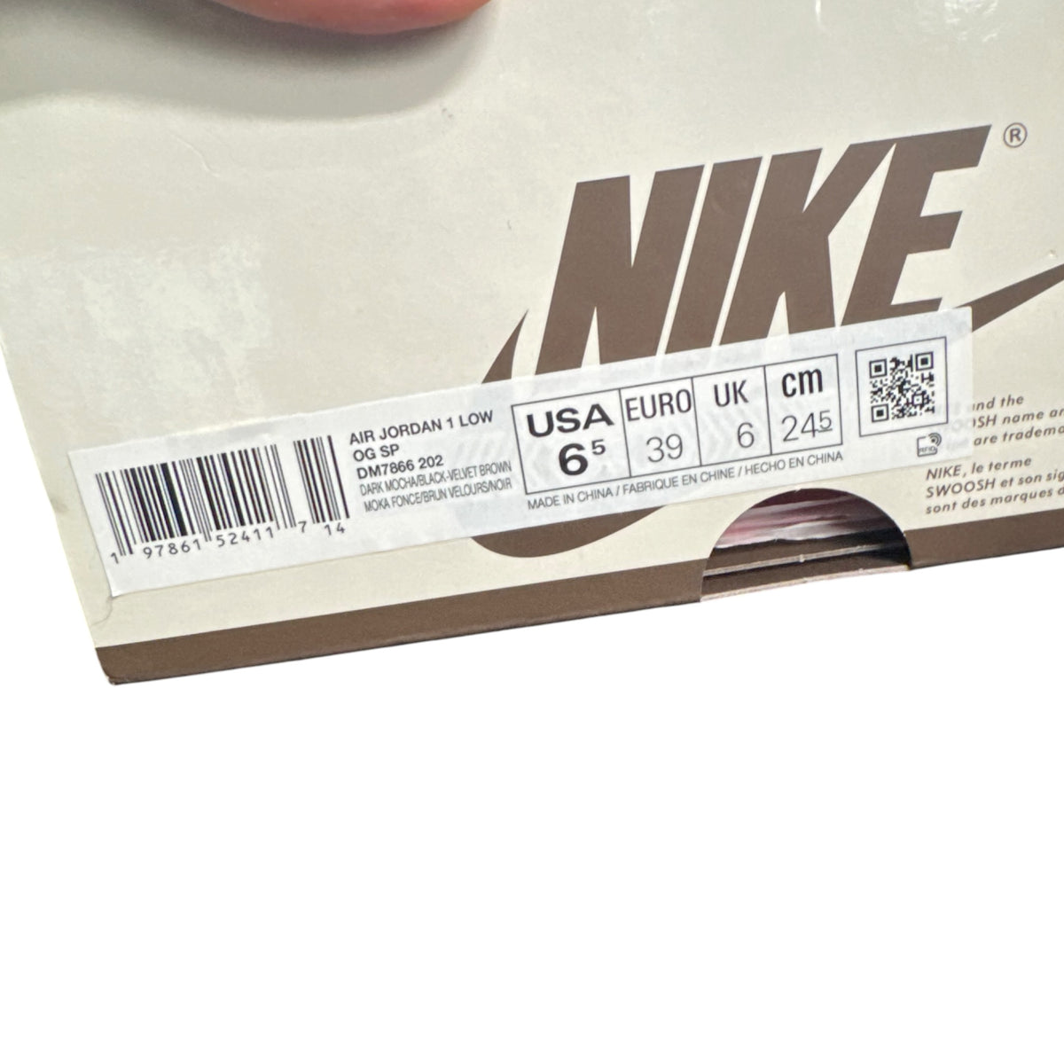 Jordan One Low Travis Scott Brown Velvet (39EU)