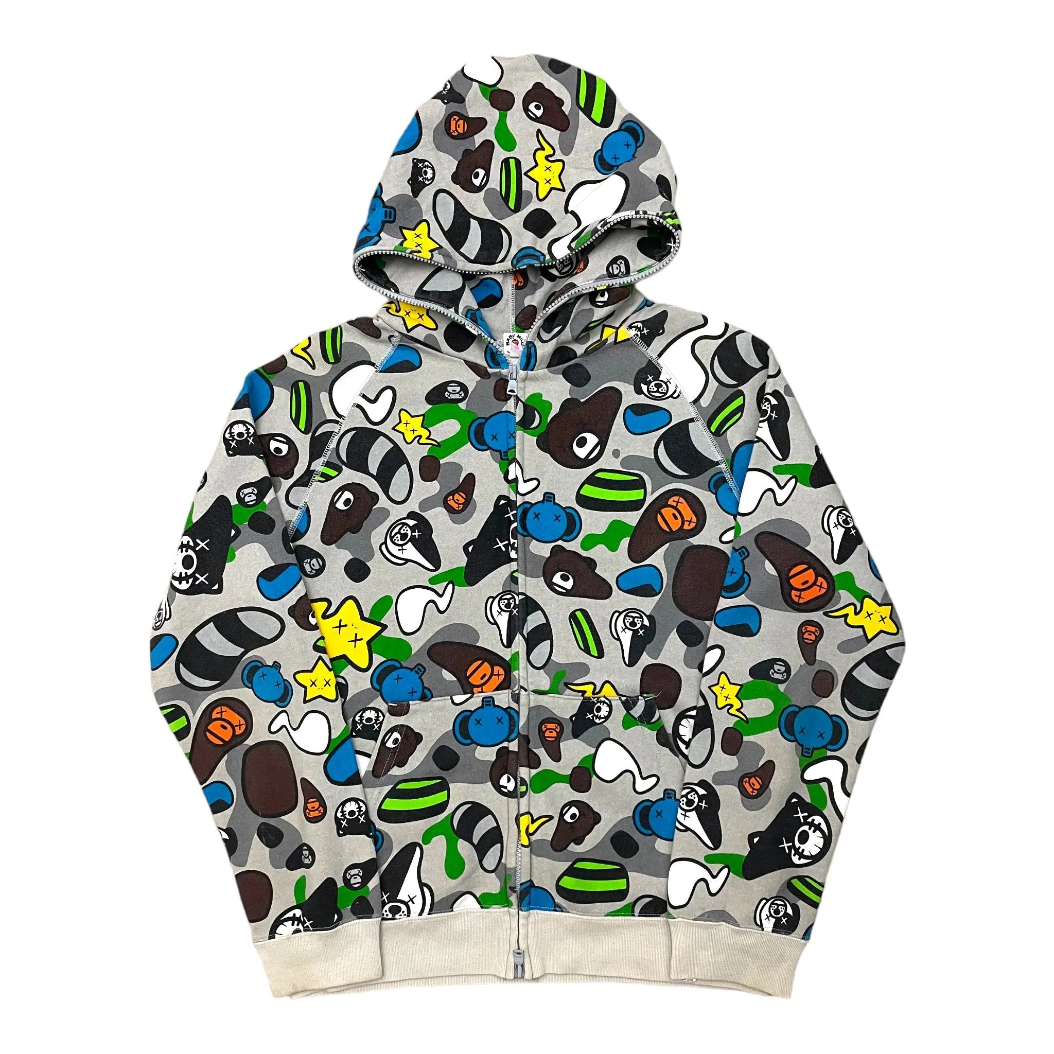 Bape x Kaws Vintage-Sweatshirt mit durchgehendem Reißverschluss (S)